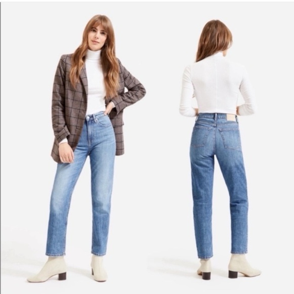 Everlane the High Rise Straight Jean in Classic Blue Size 28